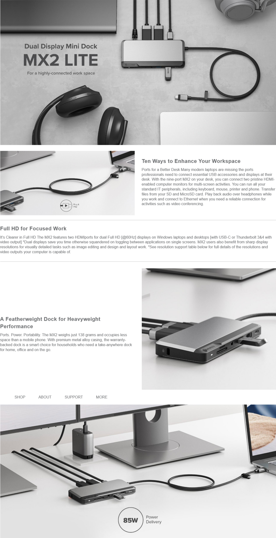 alogic usb-c dual display dock mx2 lite hdmi edition u1csh-sgr